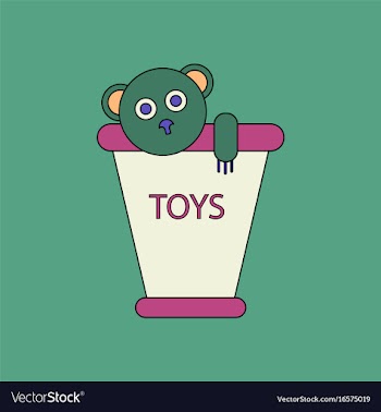 Flat icon design collection teddy bear in bucket vector image