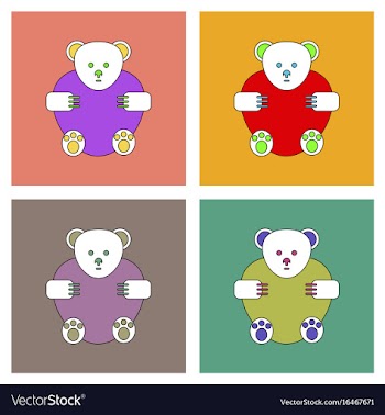 Flat icon design collection teddy bear vector image