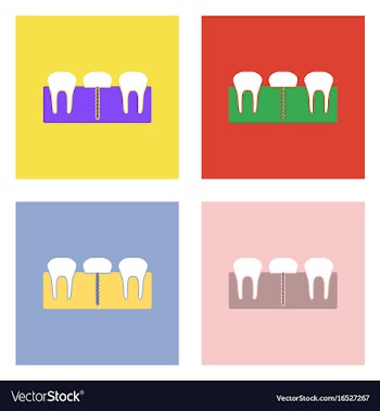 Flat icon design collection teeth and gum vector image