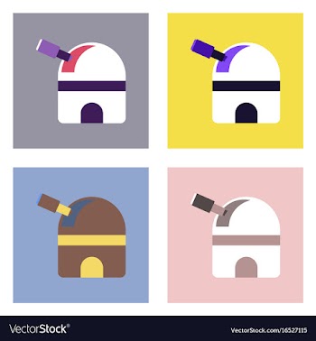 Flat icon design collection telescope station vector image