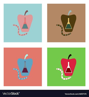 Flat icon design collection test-tube in apple vector image
