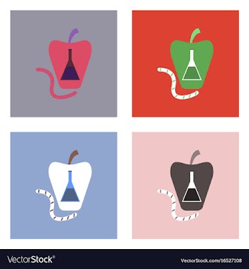 Flat icon design collection test-tube in apple vector image