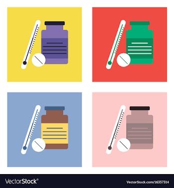Flat icon design collection thermometer with bank vector image