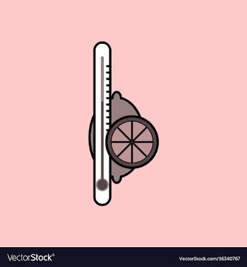 Flat icon design collection thermometer with lemon vector image
