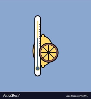 Flat icon design collection thermometer with lemon vector image