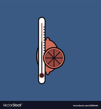 Flat icon design collection thermometer with lemon vector image