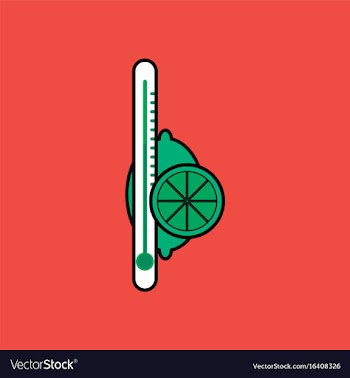 Flat icon design collection thermometer with lemon vector image