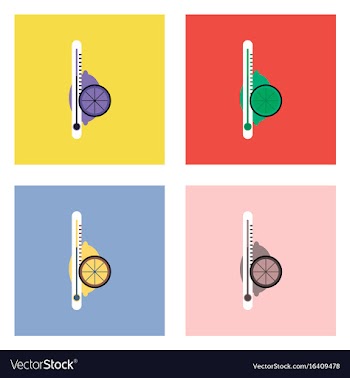 Flat icon design collection thermometer with lemon vector image