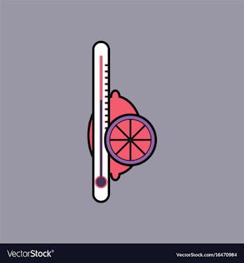 Flat icon design collection thermometer with lemon vector image