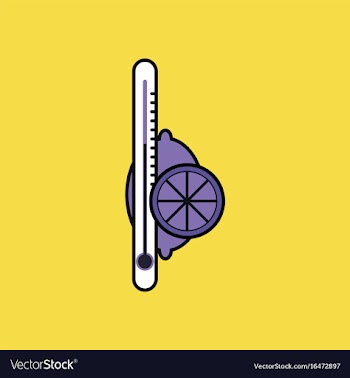 Flat icon design collection thermometer with lemon vector image