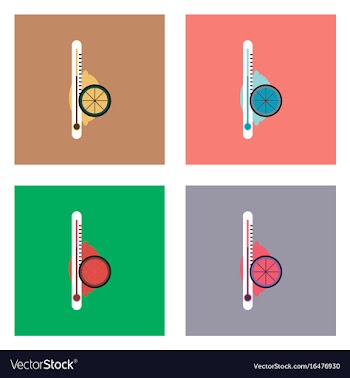 Flat icon design collection thermometer with lemon vector image