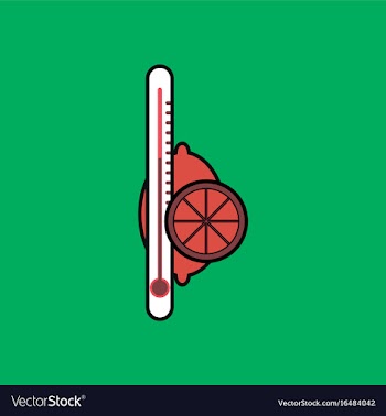 Flat icon design collection thermometer with lemon vector image