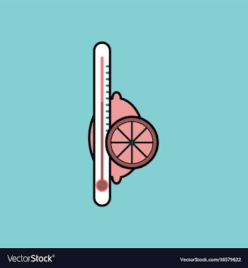 Flat icon design collection thermometer with lemon vector image