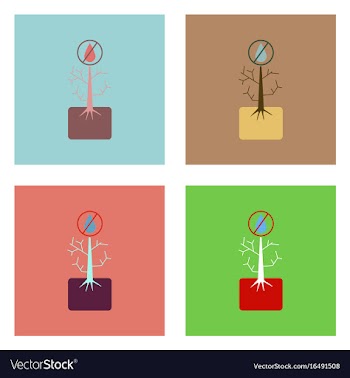 Flat icon design collection thirsty plant vector image