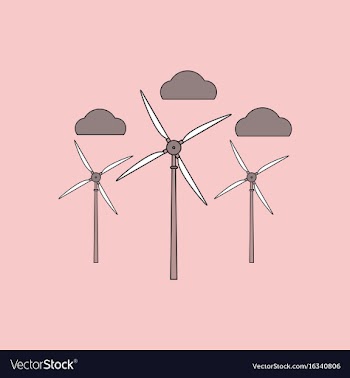 Flat icon design collection three wind turbines vector image
