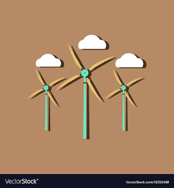 Flat icon design collection three wind turbines vector image