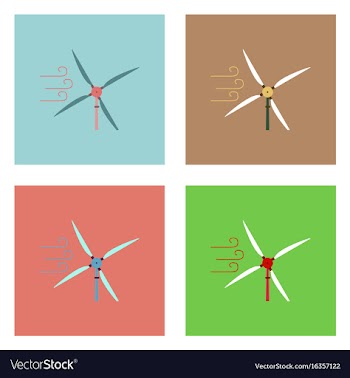 Flat icon design collection three wind turbines vector image