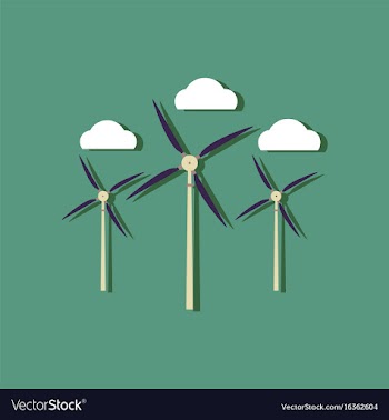 Flat icon design collection three wind turbines vector image