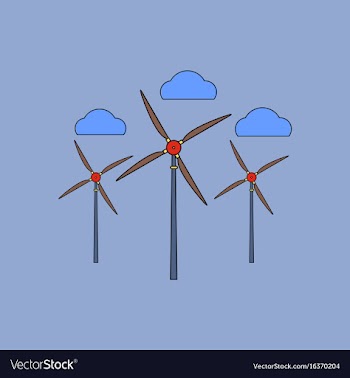 Flat icon design collection three wind turbines vector image