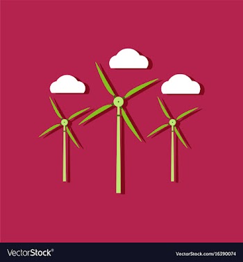 Flat icon design collection three wind turbines vector image