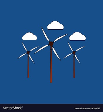 Flat icon design collection three wind turbines vector image