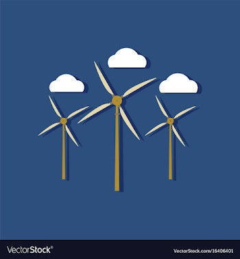 Flat icon design collection three wind turbines vector image