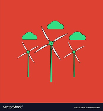 Flat icon design collection three wind turbines vector image