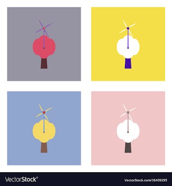 Flat icon design collection three wind turbines vector image