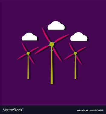 Flat icon design collection three wind turbines vector image