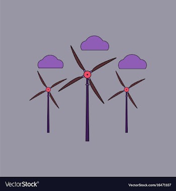 Flat icon design collection three wind turbines vector image