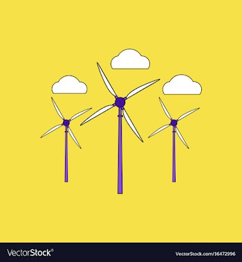 Flat icon design collection three wind turbines vector image