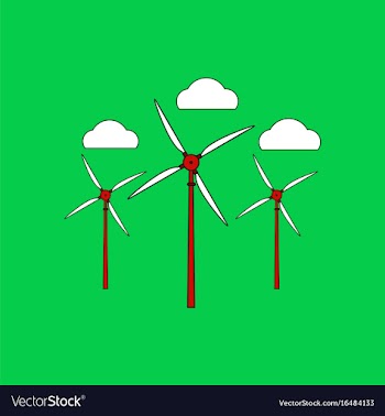 Flat icon design collection three wind turbines vector image