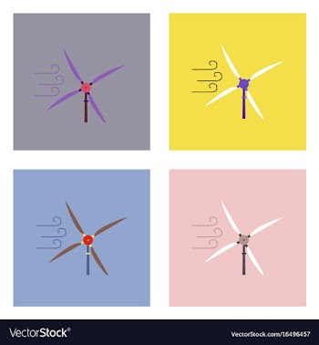 Flat icon design collection three wind turbines vector image