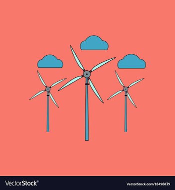 Flat icon design collection three wind turbines vector image