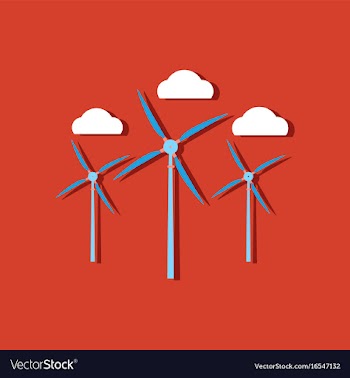 Flat icon design collection three wind turbines vector image