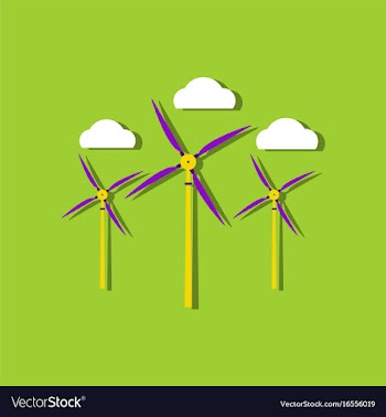 Flat icon design collection three wind turbines vector image