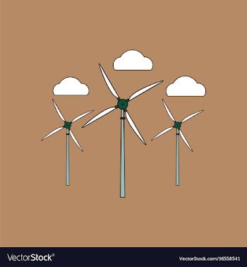 Flat icon design collection three wind turbines vector image