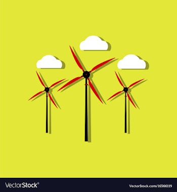 Flat icon design collection three wind turbines vector image