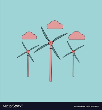 Flat icon design collection three wind turbines vector image