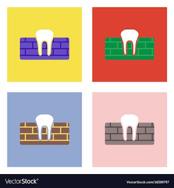 Flat icon design collection tooth and gum vector image