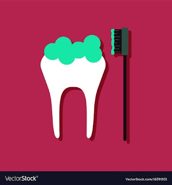 Flat icon design collection tooth and toothbrush vector image