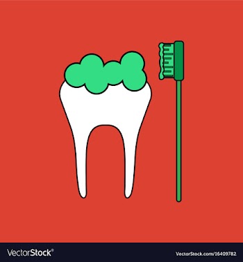 Flat icon design collection tooth and toothbrush vector image