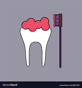 Flat icon design collection tooth and toothbrush vector image