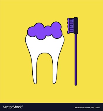 Flat icon design collection tooth and toothbrush vector image