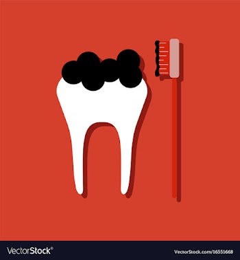 Flat icon design collection tooth and toothbrush vector image