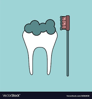 Flat icon design collection tooth and toothbrush vector image