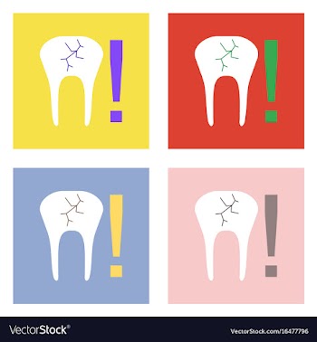 Flat icon design collection tooth fracture vector image