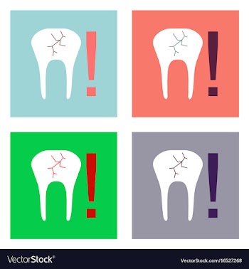 Flat icon design collection tooth fracture vector image