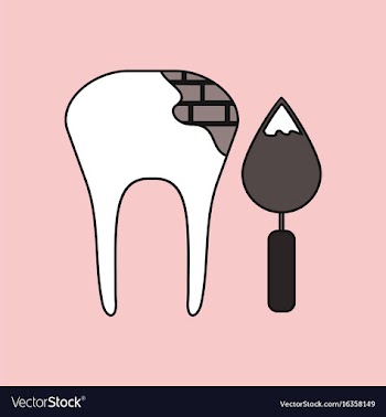 Flat icon design collection tooth with tool vector image