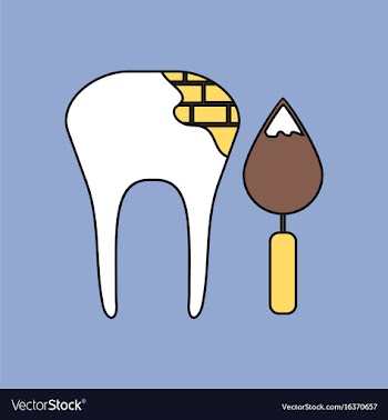 Flat icon design collection tooth with tool vector image